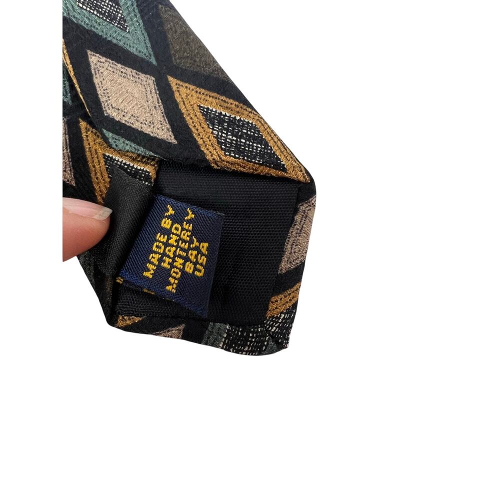 Natural Exchange Alexander Lloyd XL Repp Silk Tie Diamond Vintage - Picture 9 of 10